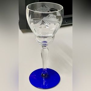 Vintage WESTON WGL10 Cobalt Footed Floral Etched Wine Glass Replacement